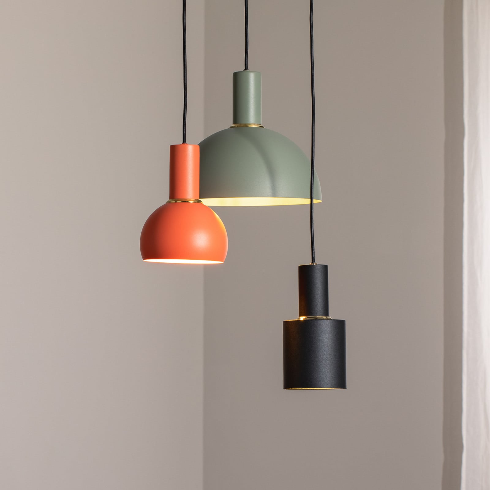 Viseća lampa Selma, tri sijalice, zelena/crvena/plava