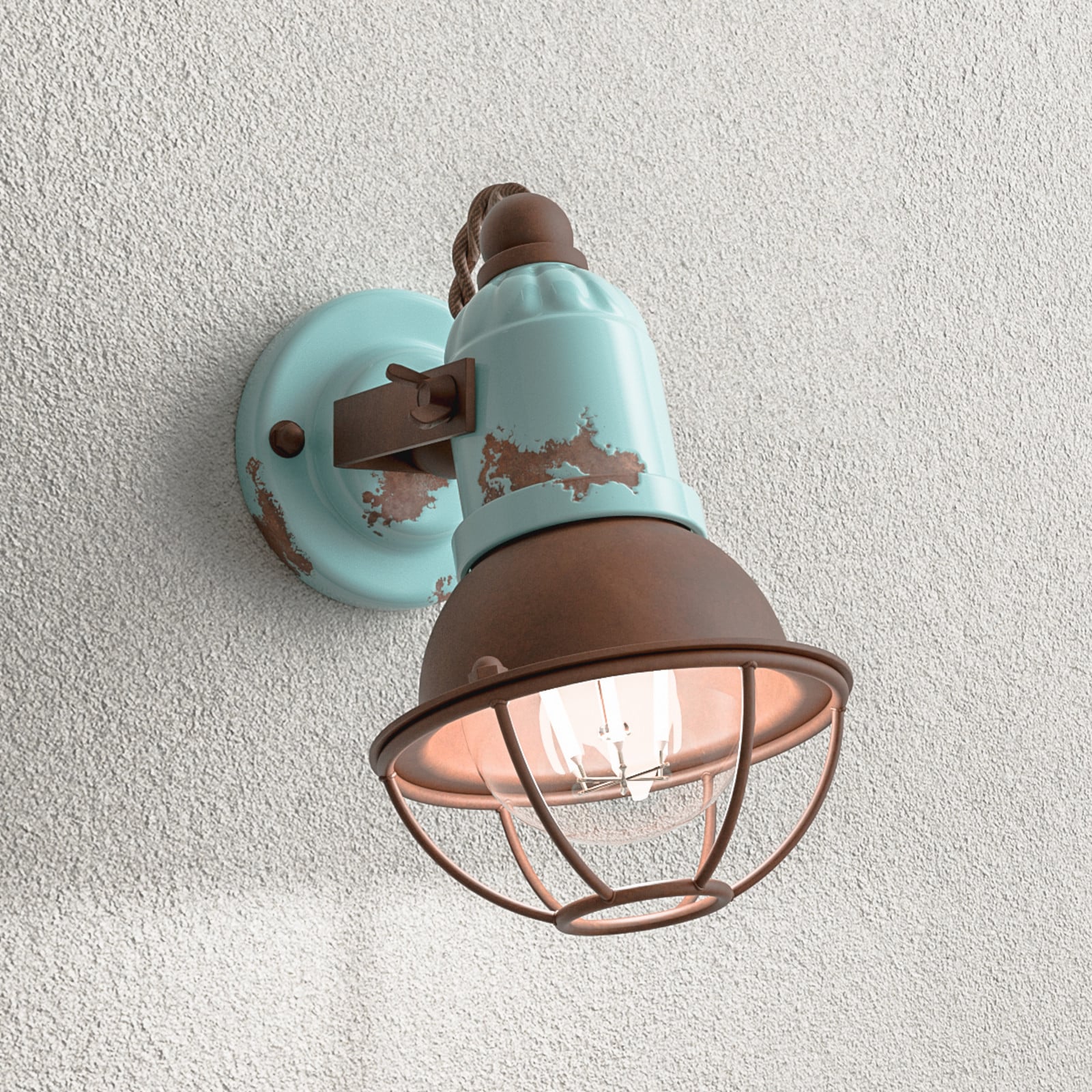 Zidna lampa C1675/1 s košarom, 1 žarulja, tirkizna