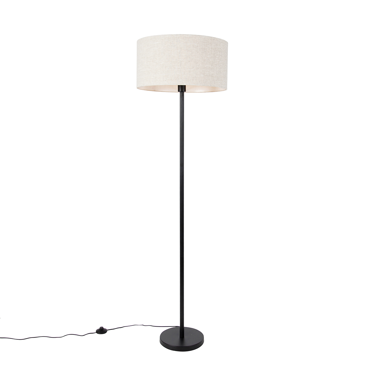 Podna svjetiljka crna s  svjetlo sivom nijansom 50 cm - Simplo