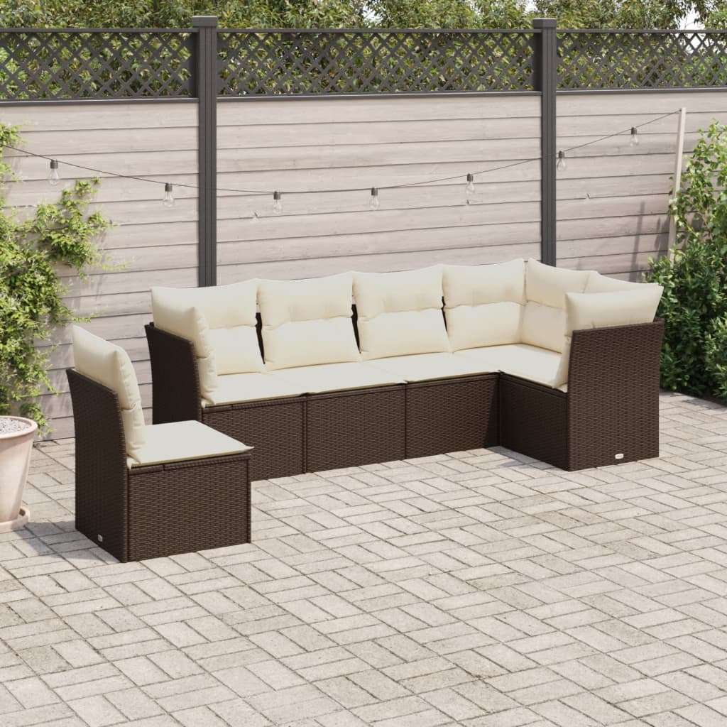 7-dijelni set vrtnih sofa od poliratana s jastucima smeđi