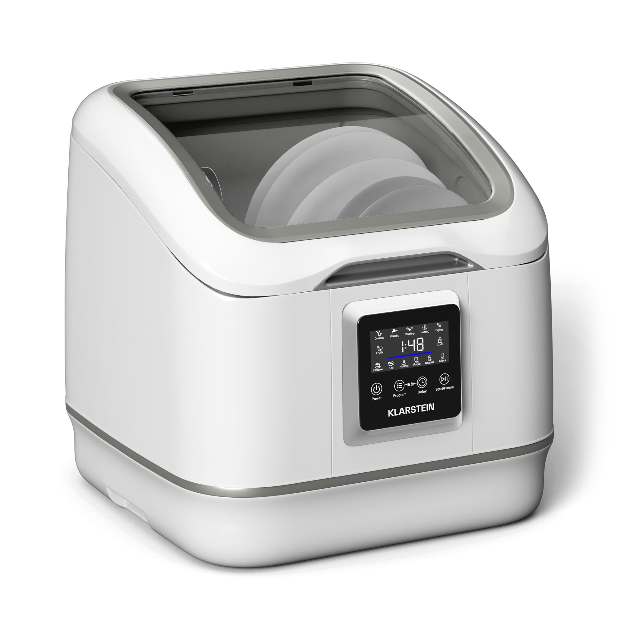 Klarstein SilentScrub perilica posuđa, prijenosna, zaslon na dodir, 7 programa, 3 seta posuđa, košara za pribor za jelo