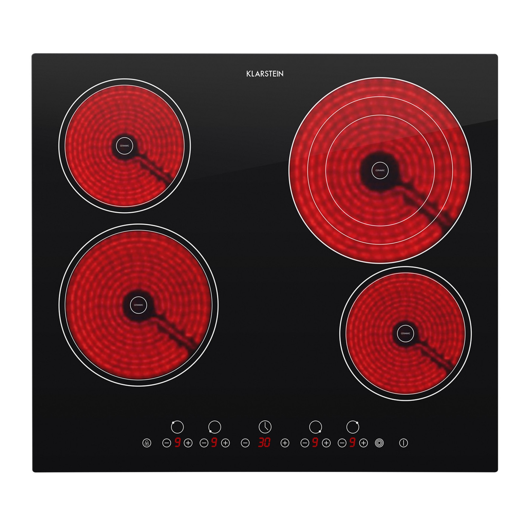 Klarstein Virtuosa, 6500 W, 59 x 52 cm, keramička daska za kuhanje za ugradnju, 4 zone, staklokeramika