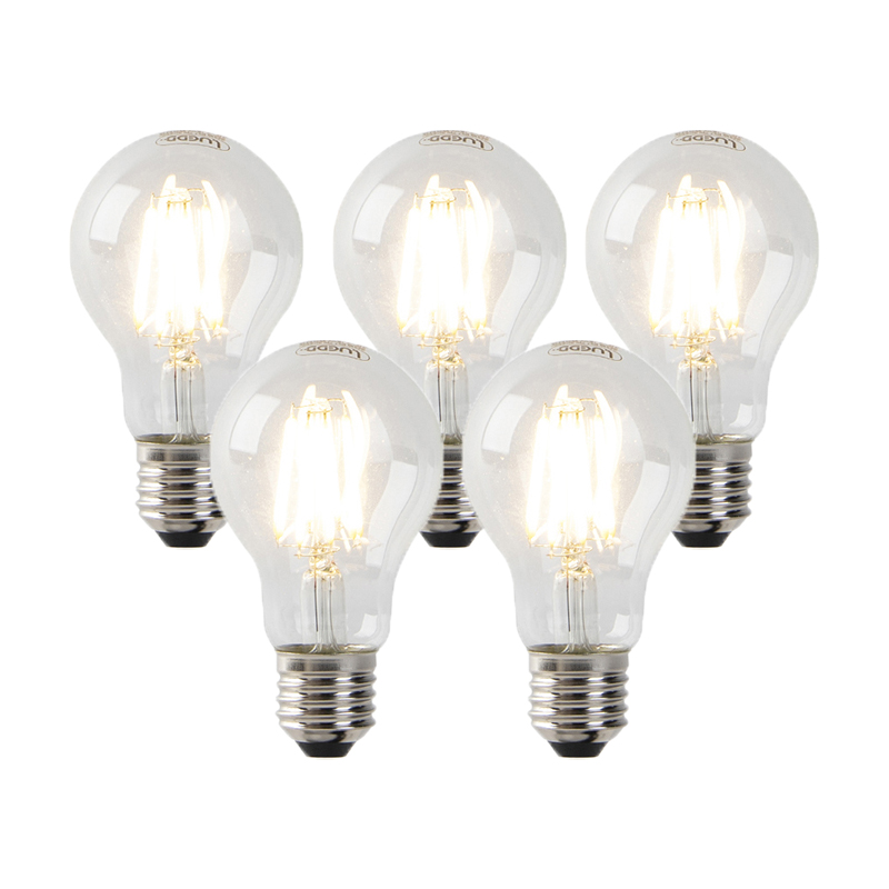 Set od 5 prigušivih E27 LED žarulja prozirnih 7W 806 lm 2700K