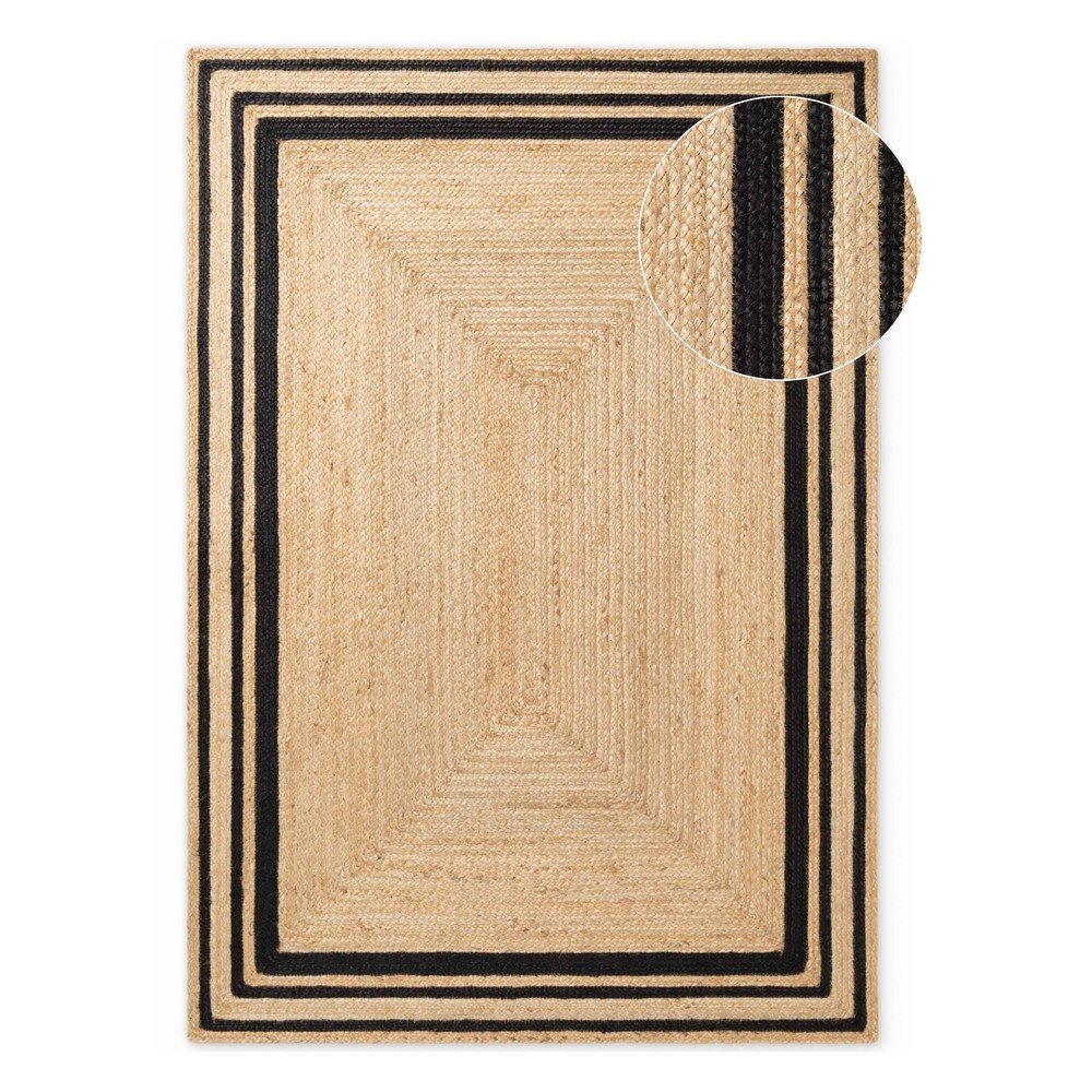 Crni/u prirodnoj boji obostrani/ručno rađen juten tepih 80x150 cm Looma – Hanse Home