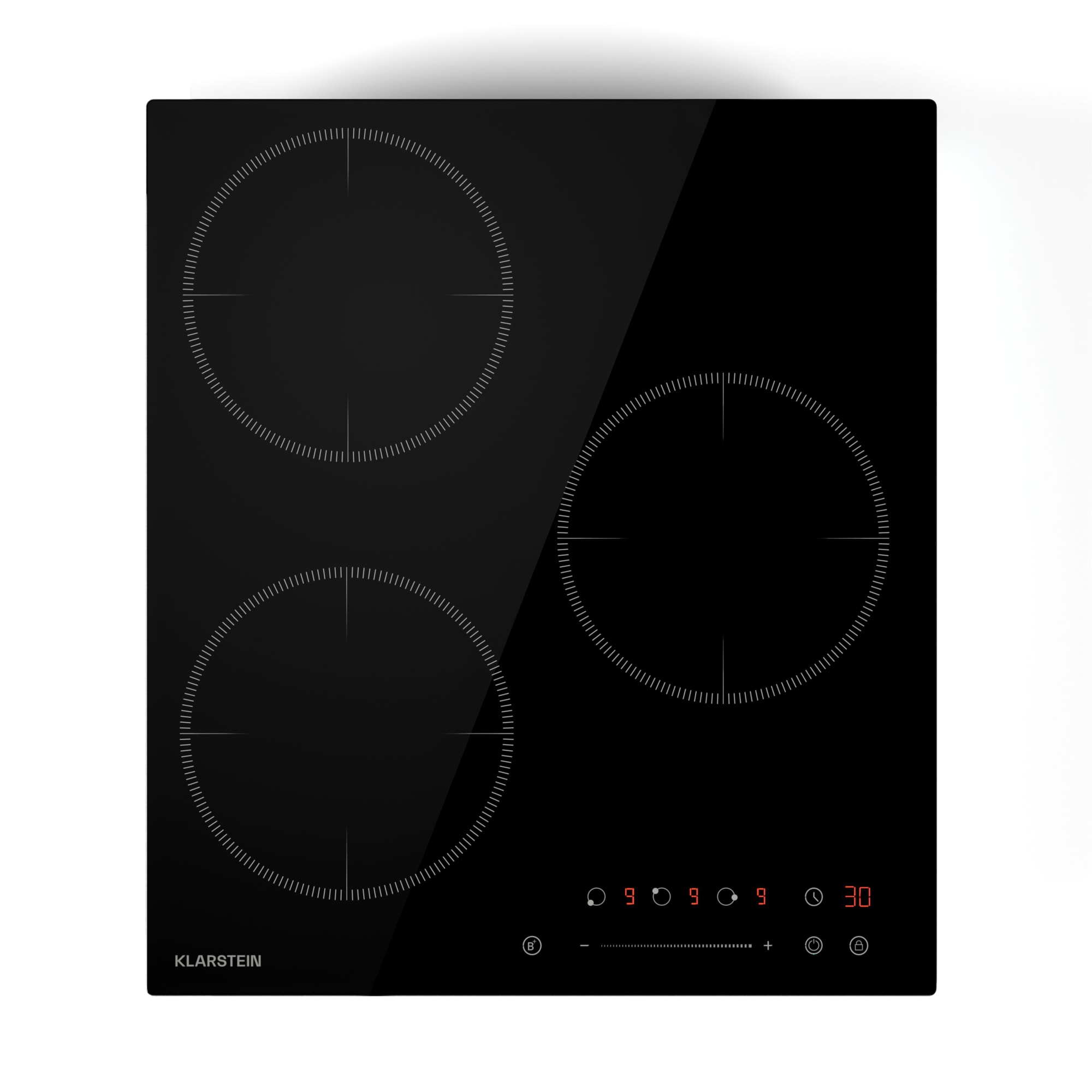 Klarstein Delicatessa Indukcijska ploča, 45 cm, 6600 W, 3 ploče za kuhanje, Kontrola klizača, pojačati