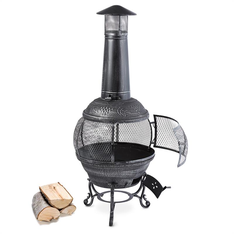 Blumfeldt FLAVIUS VRTNA PEĆ, OD LIJEVANOG ŽELJEZA, 120 CM, STARINSKI DIZAJN, SREBRNA