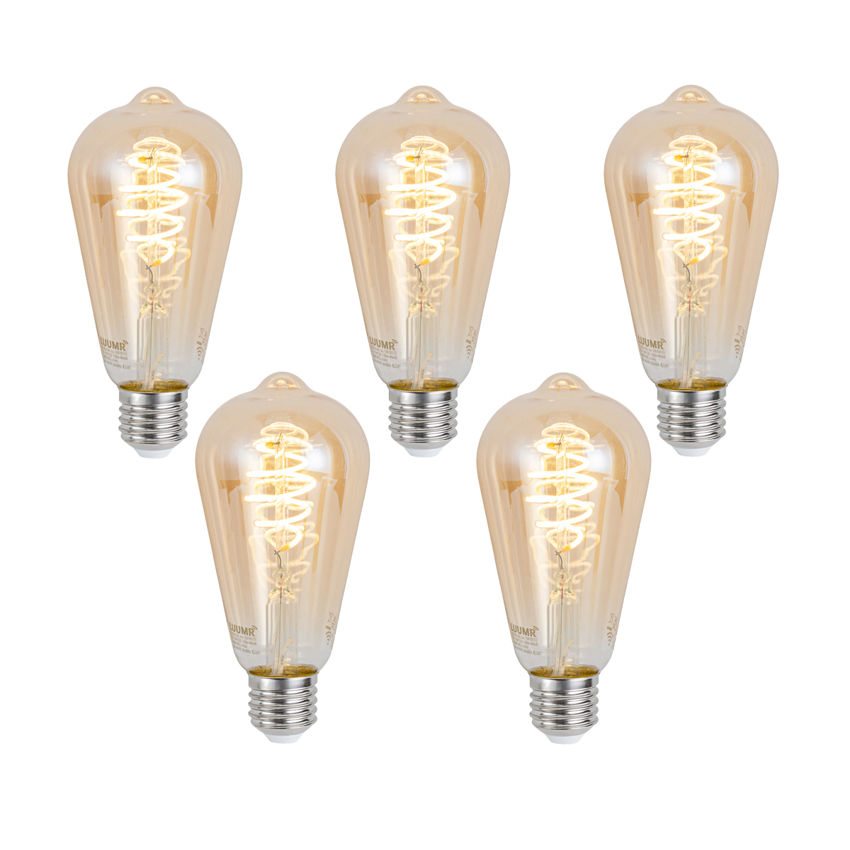 Set od 5 Pametne E27 prigušne LED žarulje ST64 jantarne 4,9 W 320 lm 2500 K