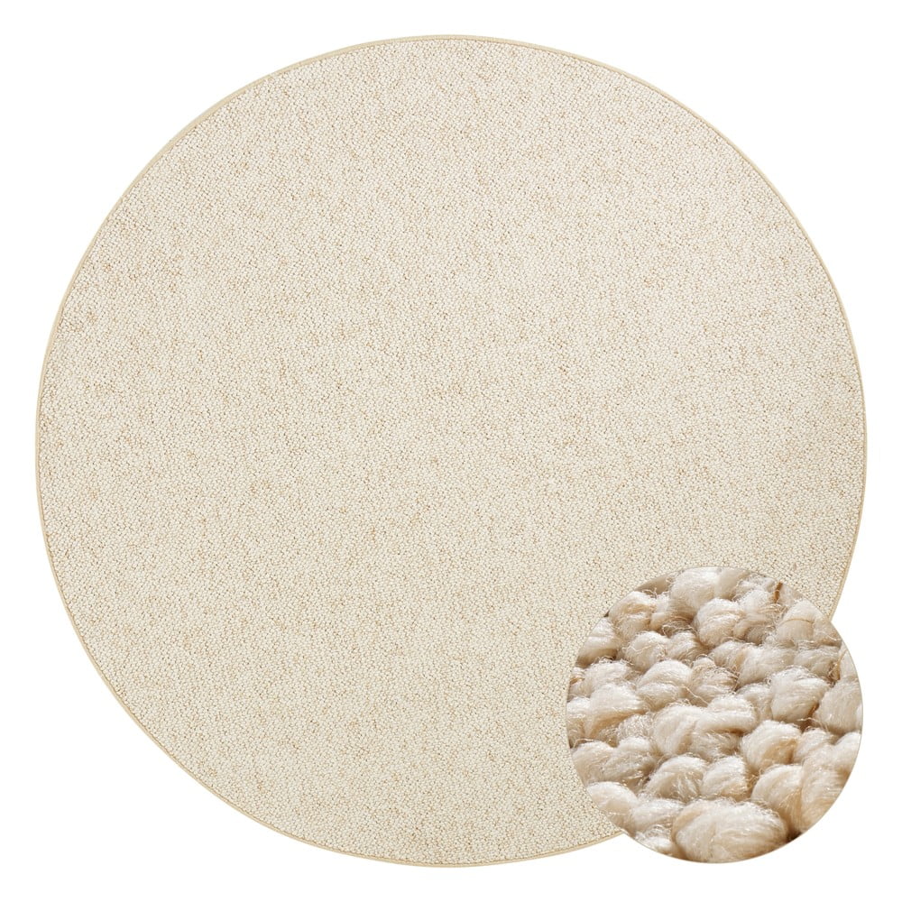 Krem okrugli tepih ø 200 cm Wolly – BT Carpet