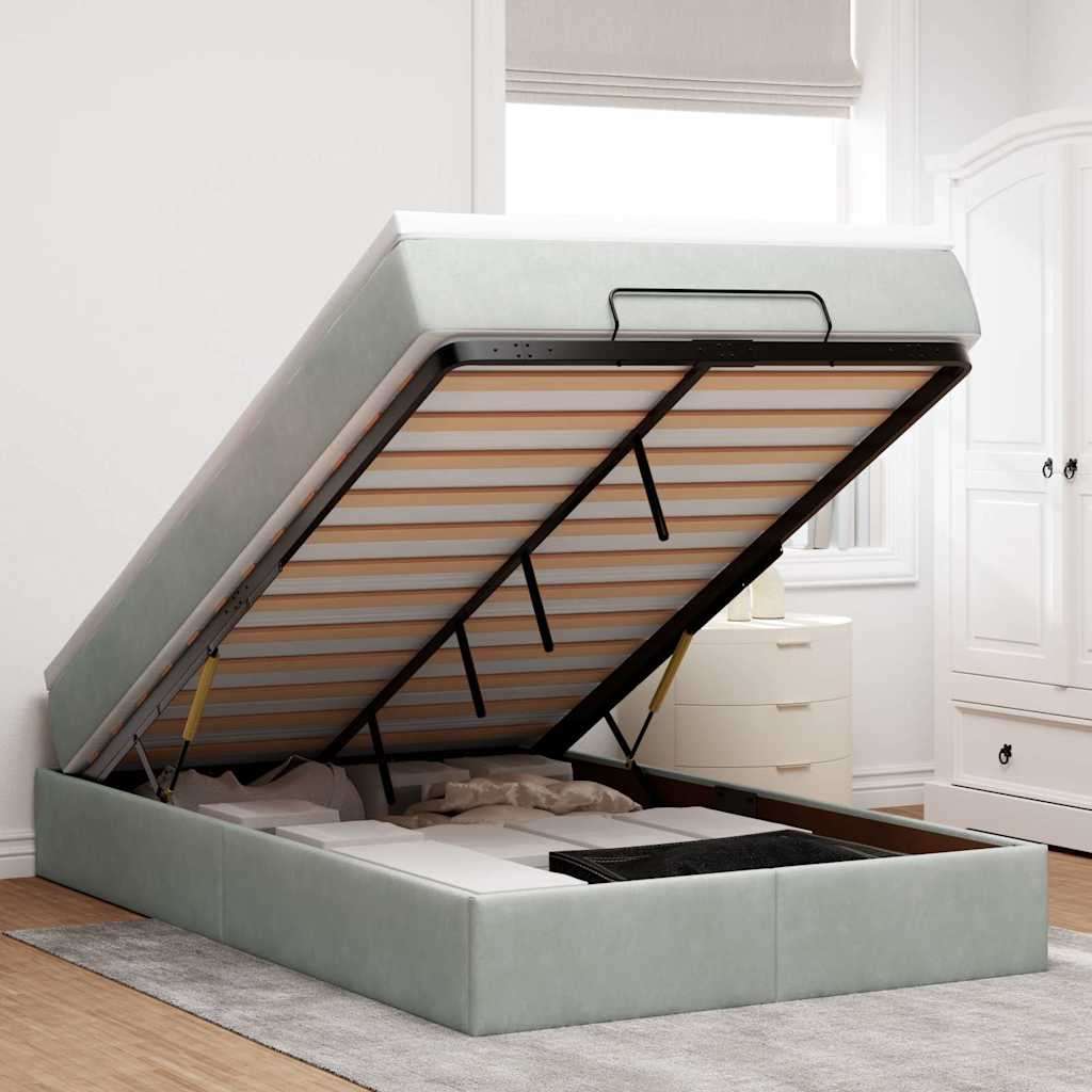 Okvir za krevet s madraca svjetlosivi 120x190 cm baršunasti