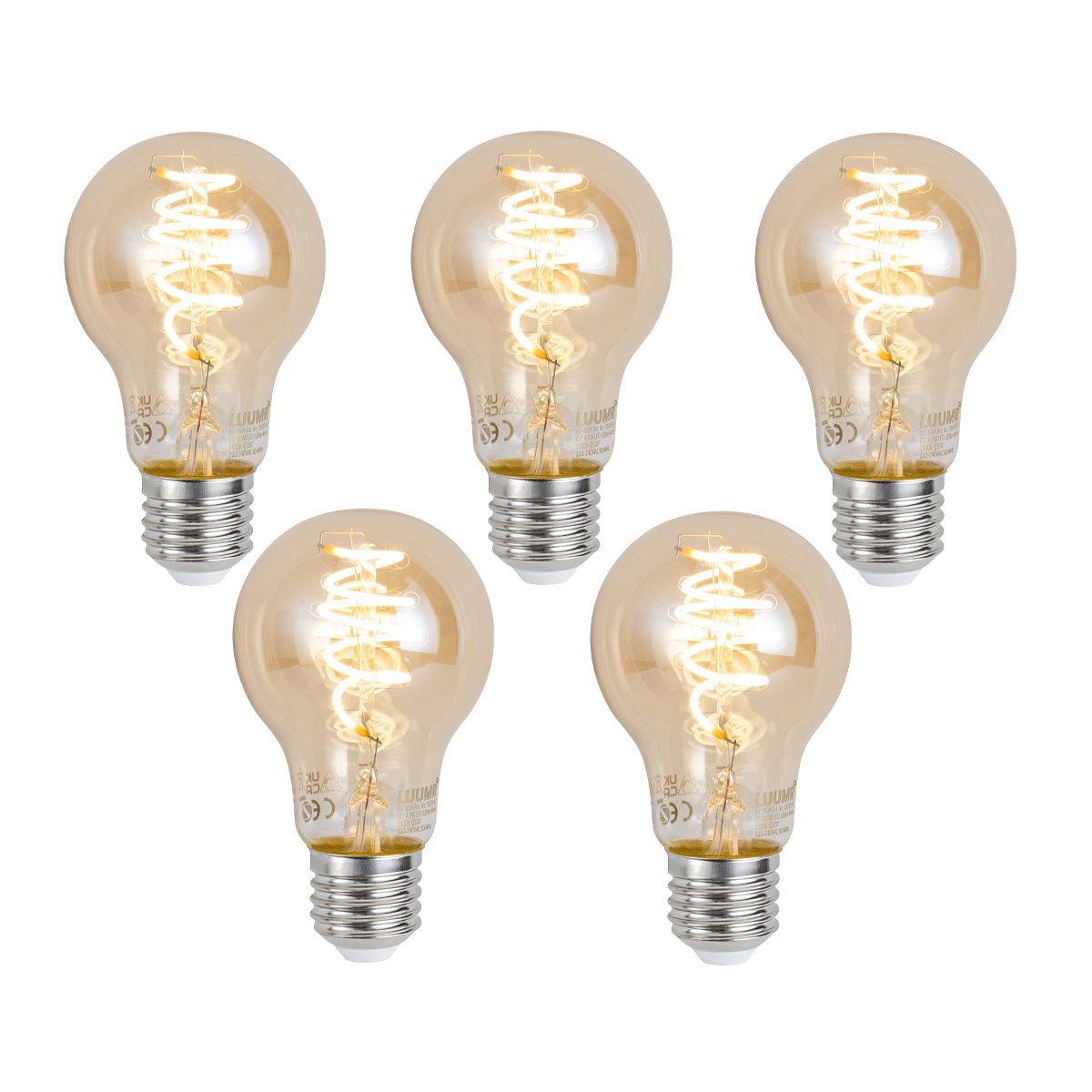 Set od 5 pametnih E27 prigušivih LED žarulja A60 Amber 4.9W 320 lm 2500K Zigbee
