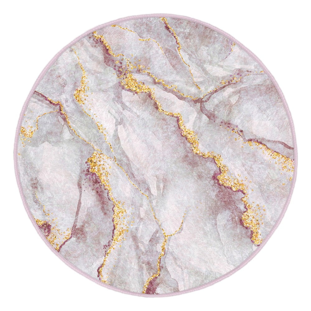 Svijetlo ružičasti/u zlatnoj boji periv okrugao tepih ø 120 cm Marble – Mila Home