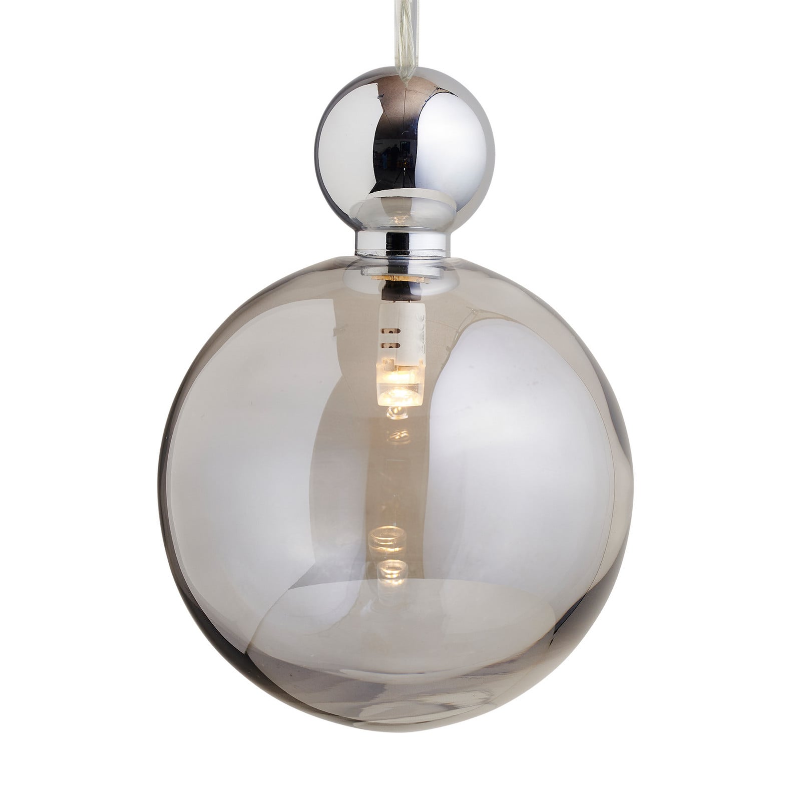 Viseća lampa EBB & FLOW Uva L, kuglasta srebrna dimno siva