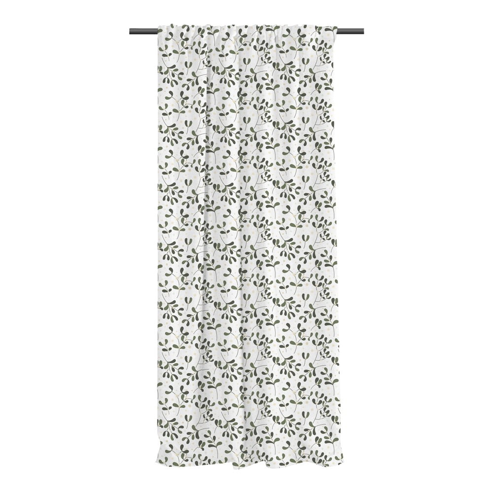 Bijela/zelena zavjesa od pamučnog satena 110x250 cm Santa Likes Mistletoe – Butter Kings