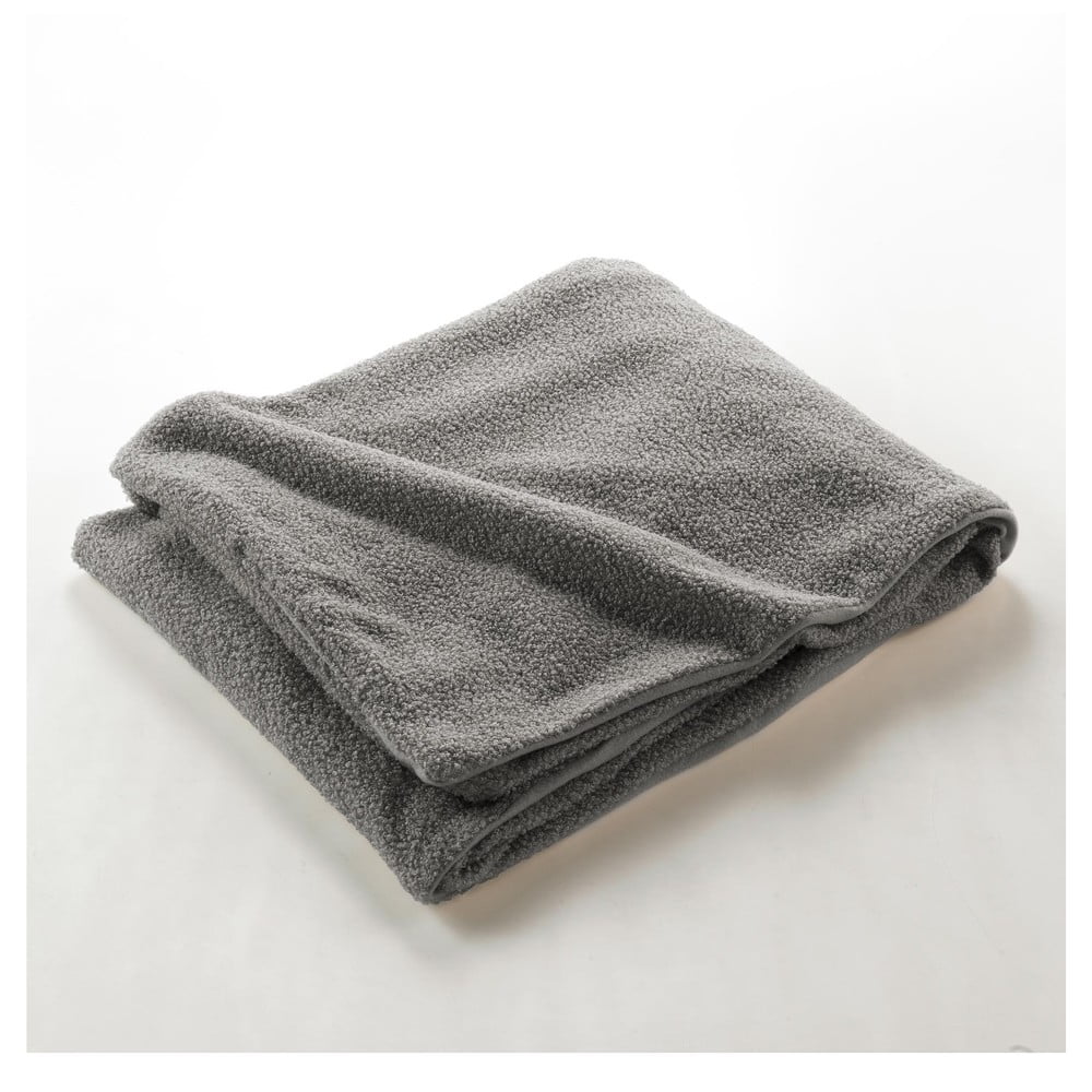 Siva deka od flisa 125x150 cm Curly Wooly – douceur d'intérieur