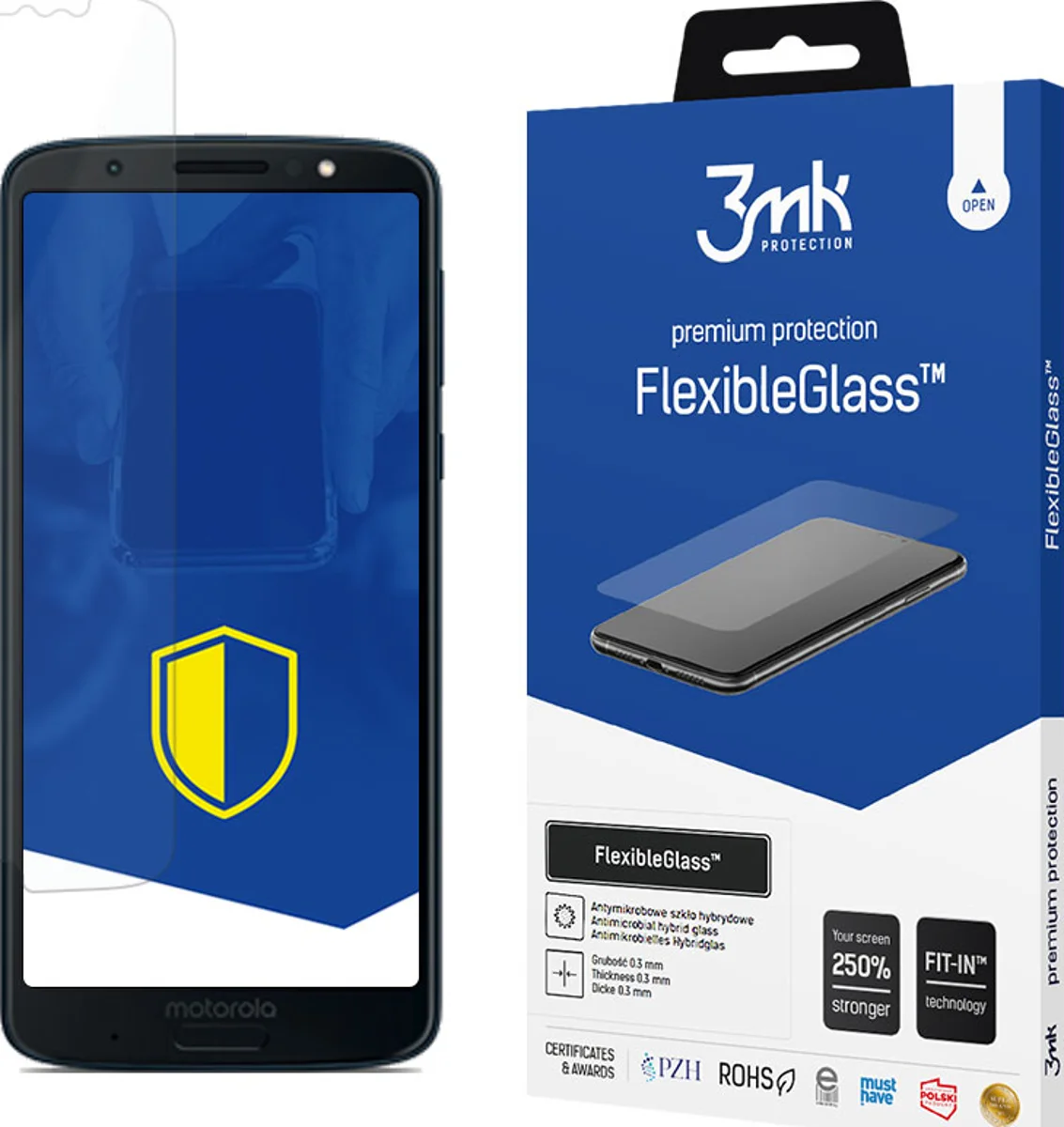 Zaštitno staklo 3MK FlexibleGlass Motorola Moto G6 Plus Hybrid Glass