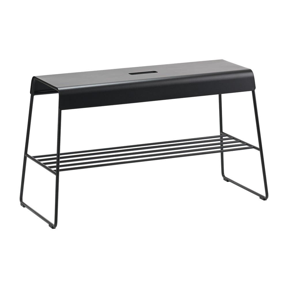 Crni metalni ormarić za cipele s klupom A-Bench – Zone