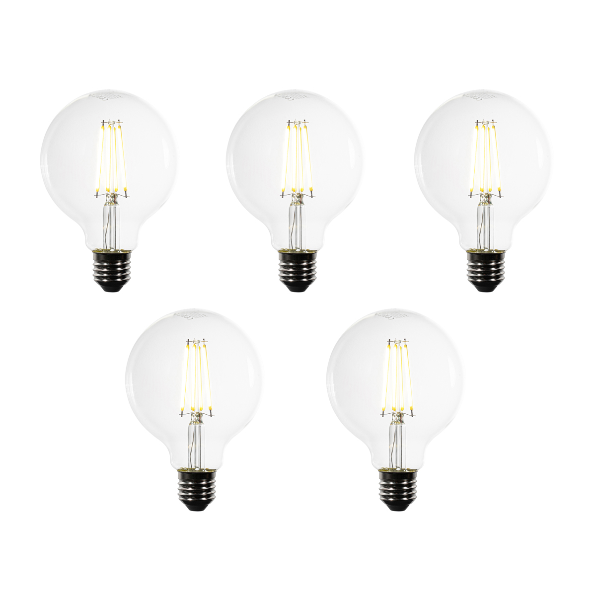 Set od 5 E27 LED žarulja G95 s prozirnom niti 3,8W 806 lm 3000K