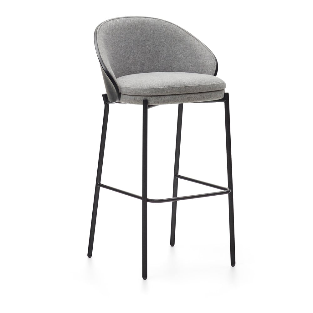 Crna/siva barska stolica (visine sjedala 77 cm) Eamy – Kave Home