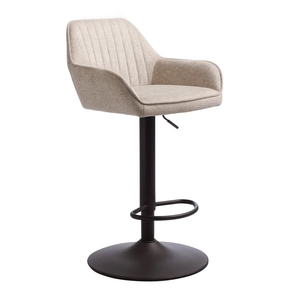 Bež podstavljena barska stolica podesive visine/s naslonima za ruke (visine sjedala 65 cm) Nolan – Unique Furniture