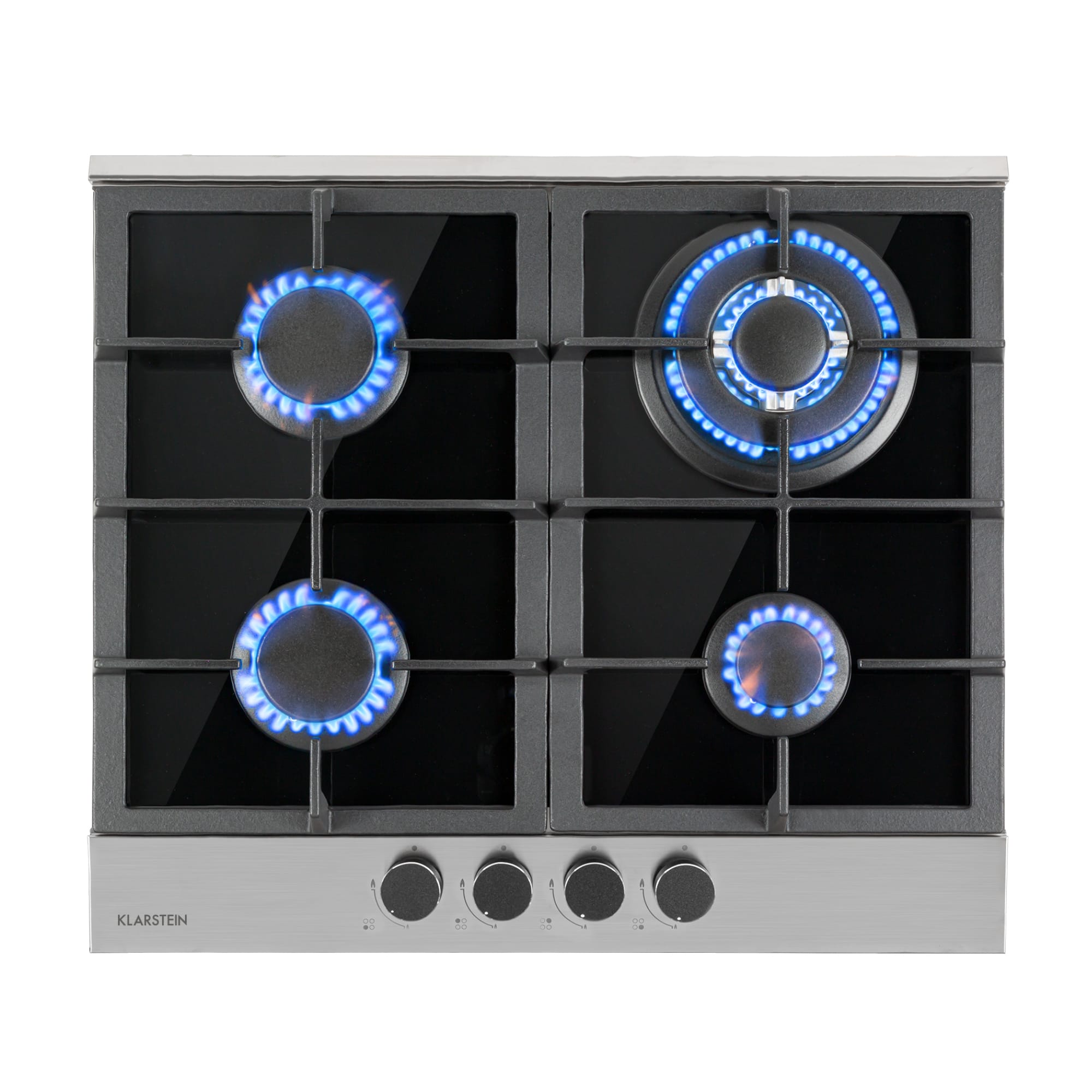 Klarstein Alchemist, 4-zonska plinska ploča za kuhanje, aluminijski plamenici, staklokeramička, crna