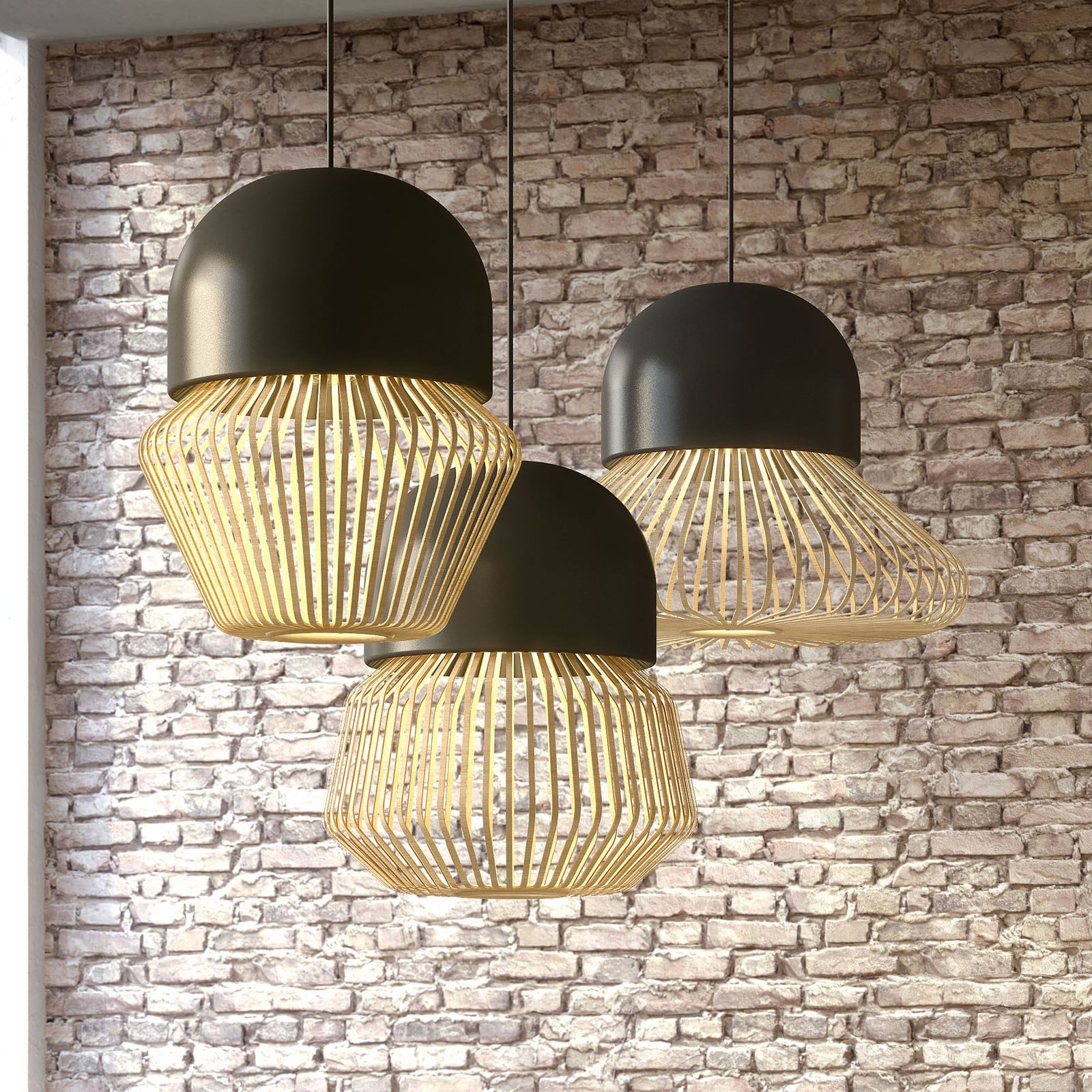 Viseća lampa Forestier Anemos S, 35 cm, tamno siva