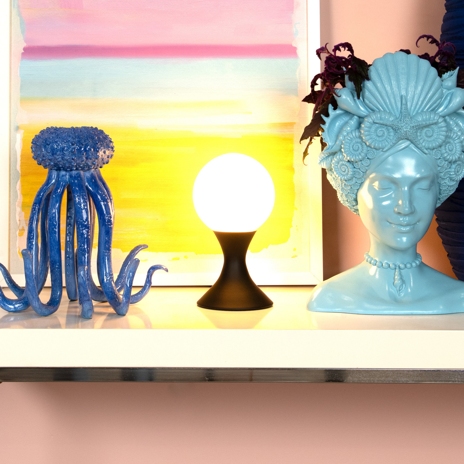 Moya stolna lampa sa staklenim sjenilom, crna