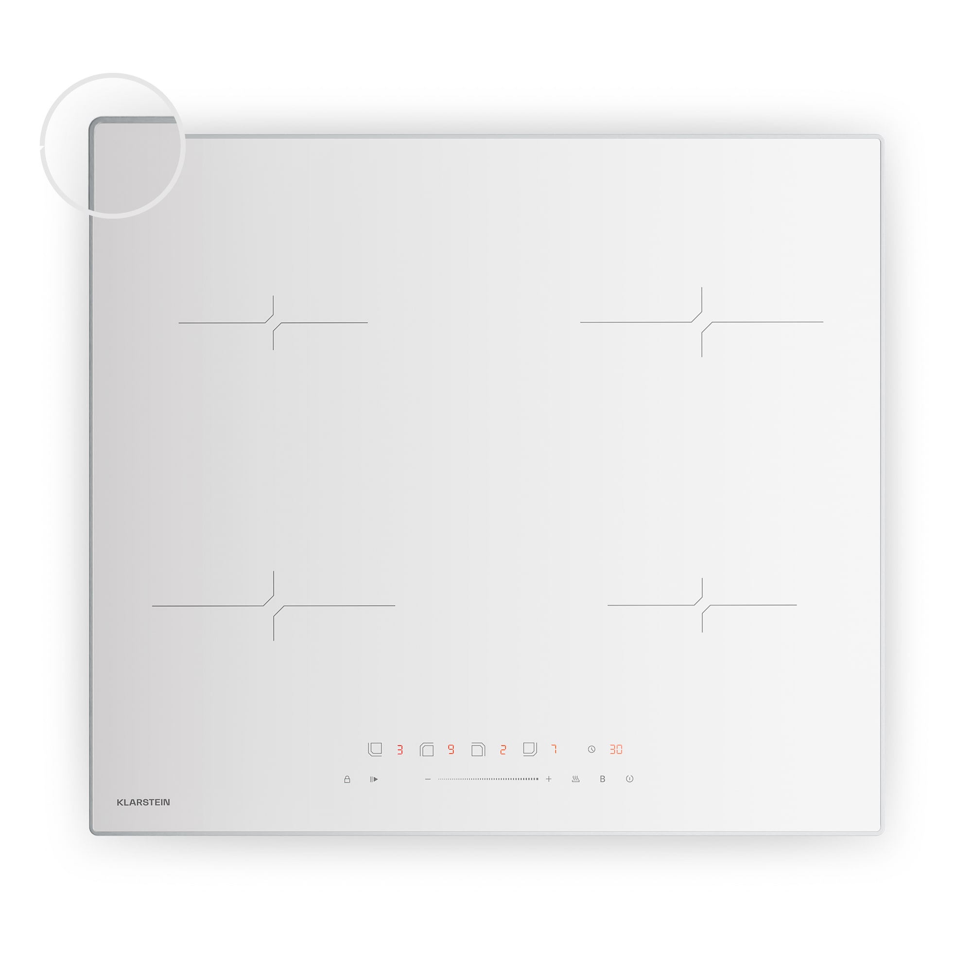 Klarstein Velaire indukcijska ploča za kuhanje, elegantna, minimalistička, snažna, 4 zone za kuhanje, 7000 W, 60 cm