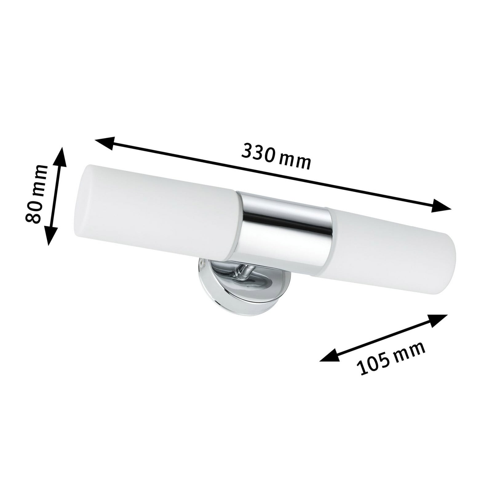 Paulmann Lenia zidna svjetiljka IP44 krom/opal 2 žarulje