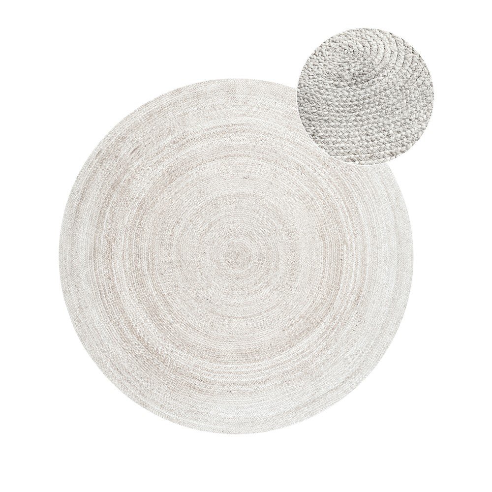 Bijeli obostrani/ručno rađen juten okrugao tepih ø 140 cm Braided – Hanse Home