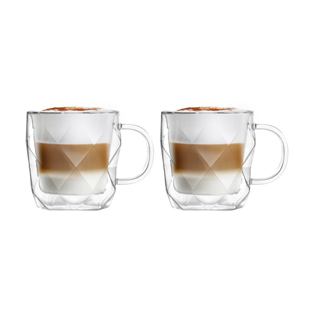 Staklene šalice u setu 2 kom za cappuccino/s dvostrukom stijenkom 330 ml Geo – Vialli Design