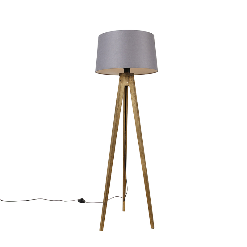 Rustikalni tronožni vintage drveni s platnenim sjenilom tamno sive boje 45 cm - Tripod Classic