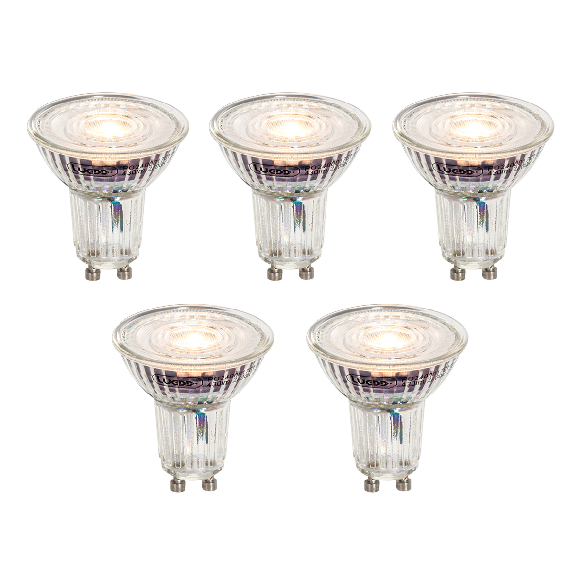 Set od 5 GU10 50mm prigušivih LED žarulja prozirne 4,9W 430 lm 2700K