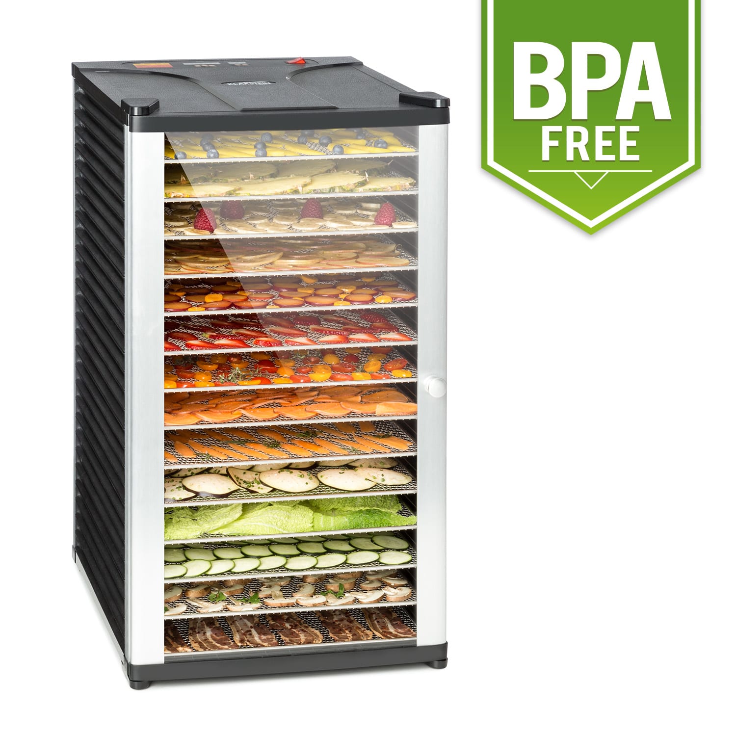 Klarstein Fruit Jerky 14, crni, 1000 W, automat za sušenje, 14 katova od nehrđajućeg čelika