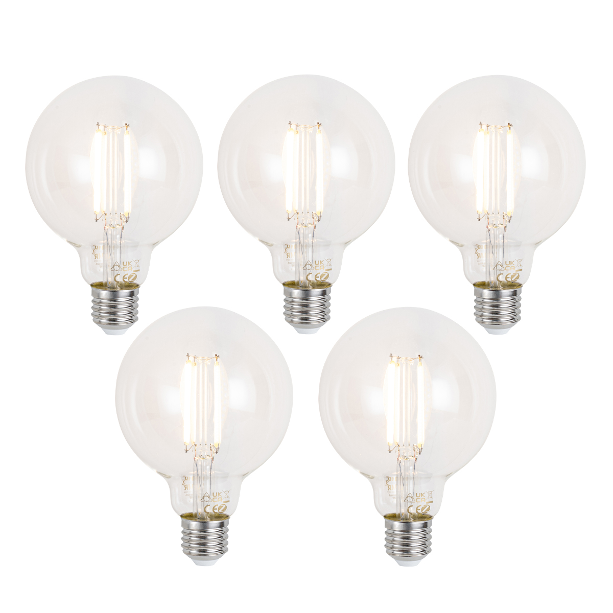 Set od 5 pametnih E27 prigušivih LED žarulja G95 prozirnih 7W 806 lm 2700-6500K Zigbee