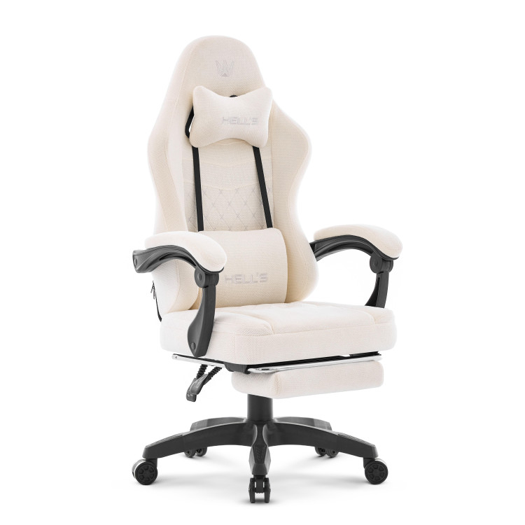 Krem tkaninska fotelja s osloncem za noge HELLS CHAIR HC-1015