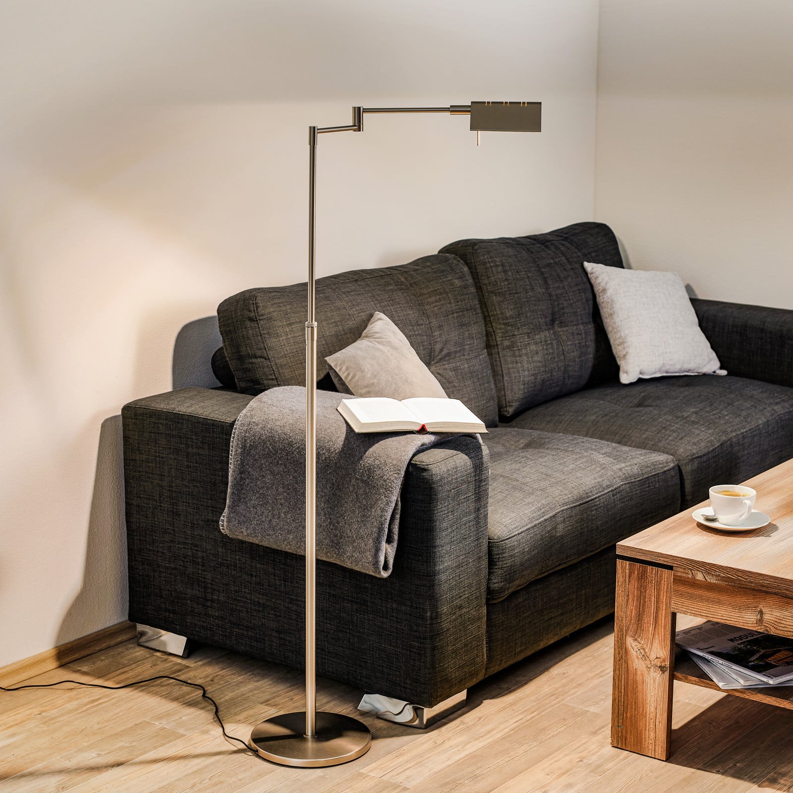 Danuta podesiva LED podna lampa, mat nikal