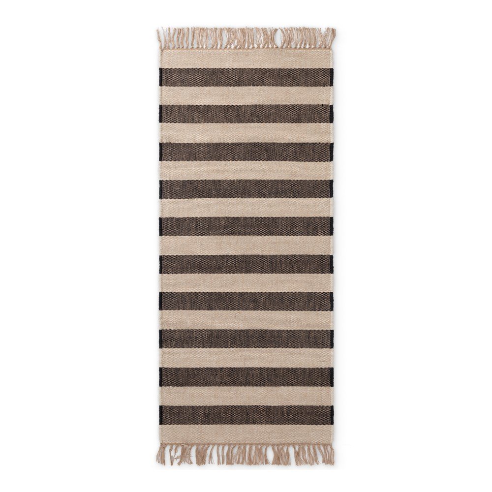 Crna/krem obostrana/ručno rađena jutena staza 80x300 cm Playa – Hanse Home