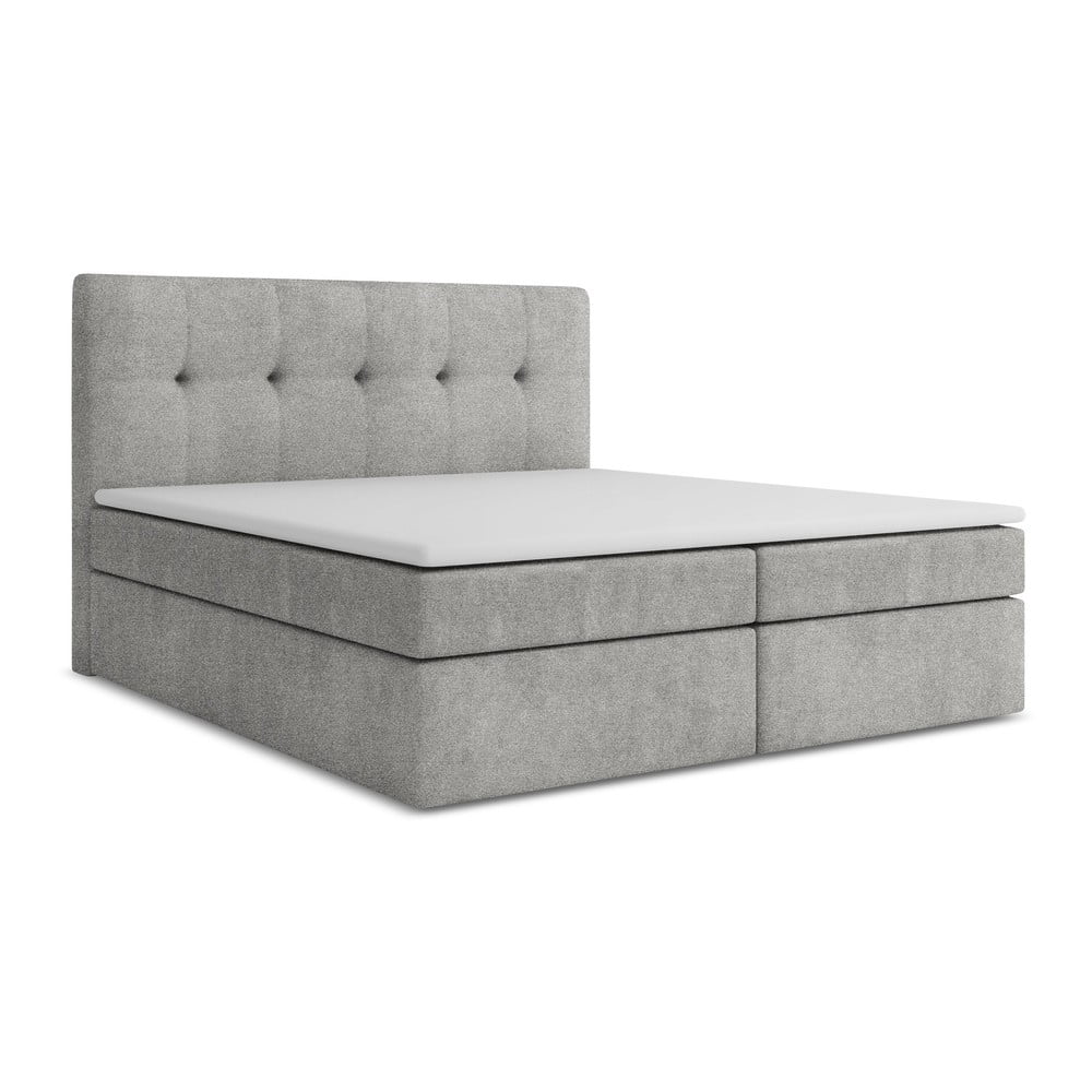Svijetlo sivi boxspring krevet s prostorom za odlaganje 160x200 cm Palta – Makamii
