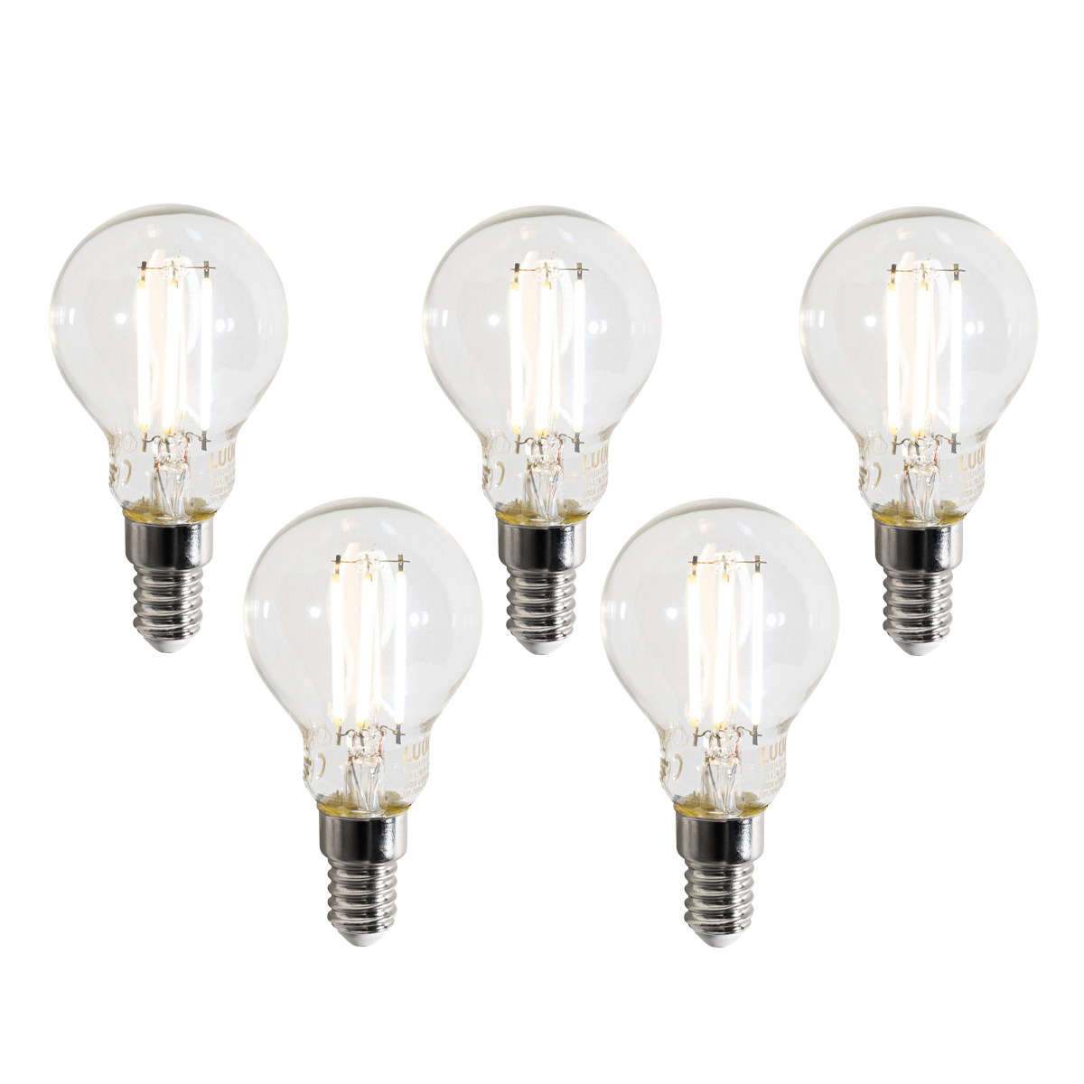 Set od 5 pametnih E14 LED žarulja P45 prozirnih 4,2W 470 lm 2700-6500K