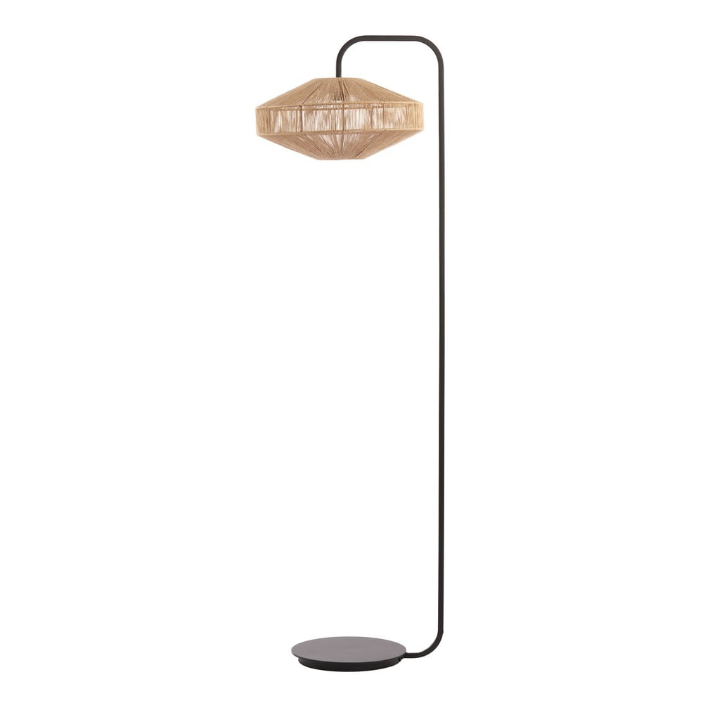 Mat crna/u prirodnoj boji stojeća svjetiljka s tekstilnim sjenilom (visina 164 cm) Lyra – Light & Living