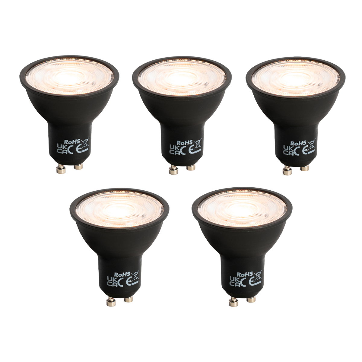 Set od 5 GU10 prigušivih LED žarulja crnih 6W 500lm 2700K