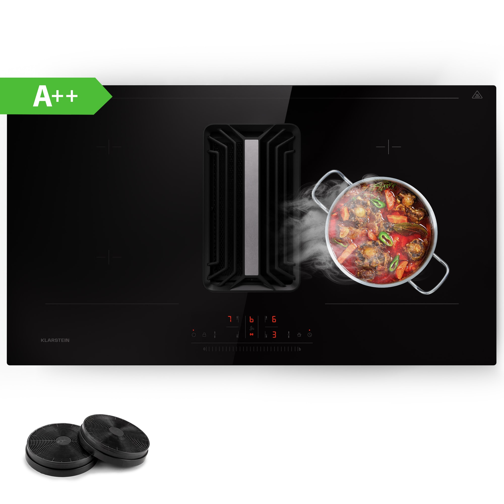 Klarstein AirJet 90, Down Air System, indukcijsko kuhalo + DownAir-digester, 754 m3/h, A