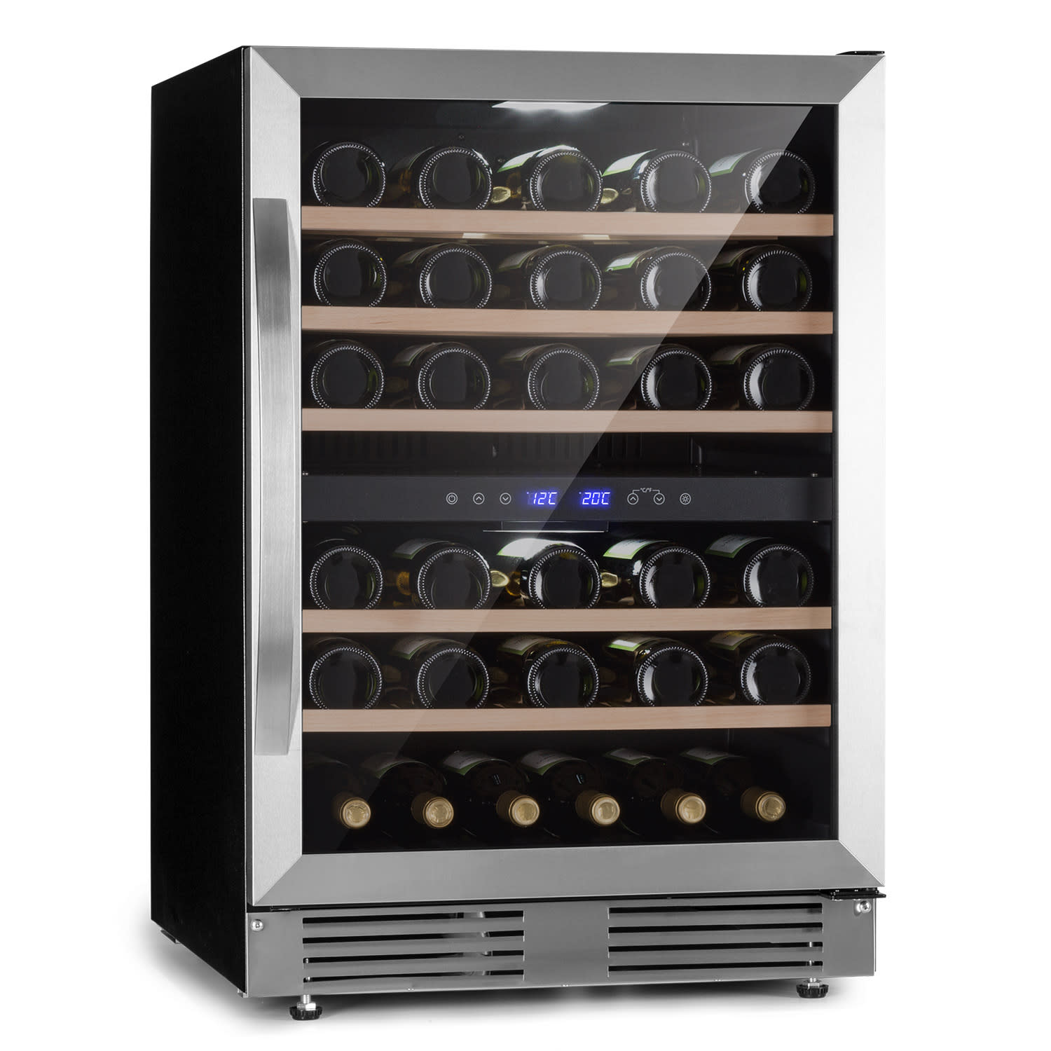 Klarstein Vinovilla 50 Duo, Dvozonski hladnjak za vino, 53l, 17 sp., 3-bojna staklena vrata