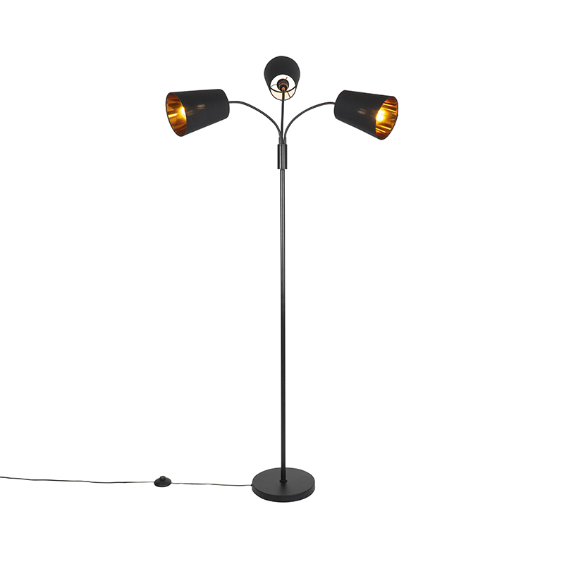 Moderna podna lampa crna s 3 svjetla - Carmen