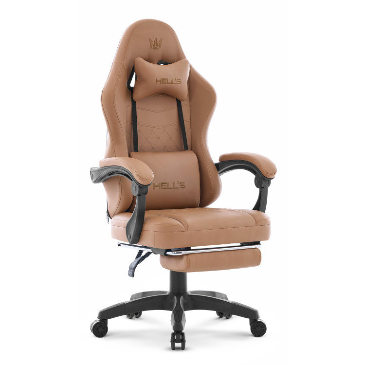 Svijetlosmeđa kožna fotelja s osloncem za noge HELLS CHAIR HC-1015