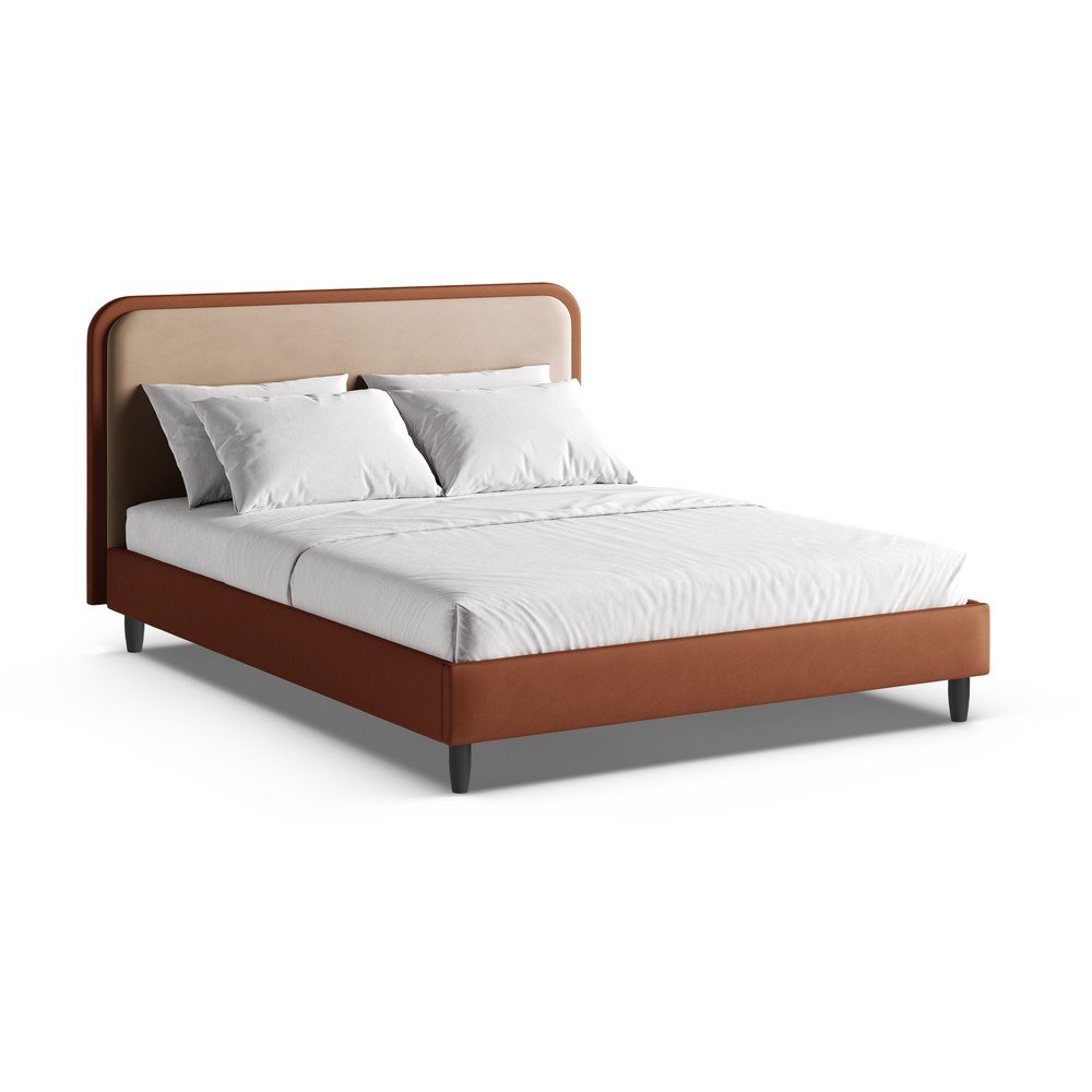 Ciglasti tapecirani bračni krevet s podnicom 200x200 cm Aveline – Micadoni