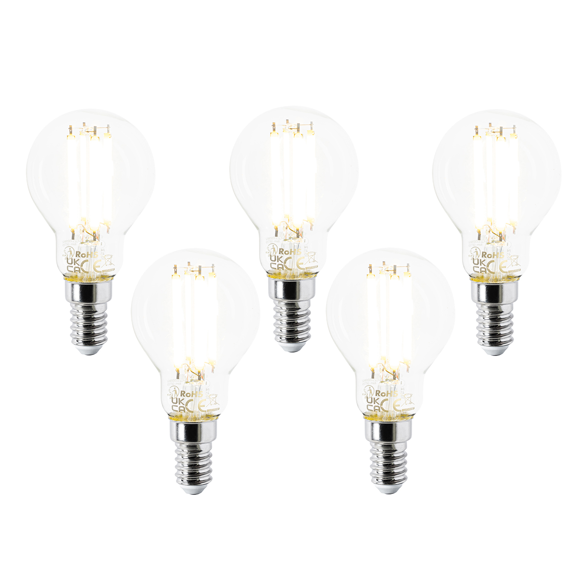 Set od 5 LED žarulja E14 P45 prozirne 2,2 W 470 lm 2700 K
