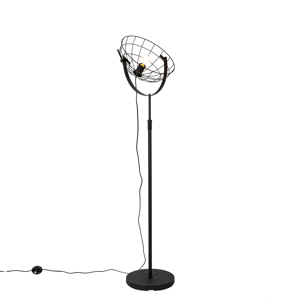 Industrijska podna lampa crna 35 cm podesiva - Hanze