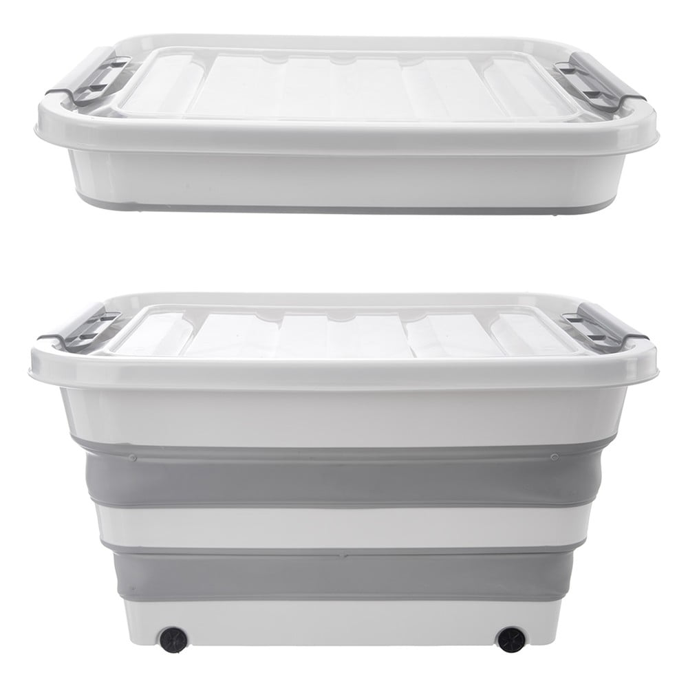 Bijela/siva plastična kutija za pohranu s poklopcem 54x39x28 cm Kemp – Orion