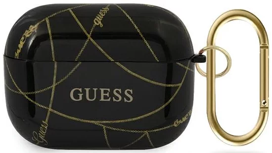 Maska Guess AirPods Pro cover black Gold Chain Collection (GUACAPTPUCHBK)